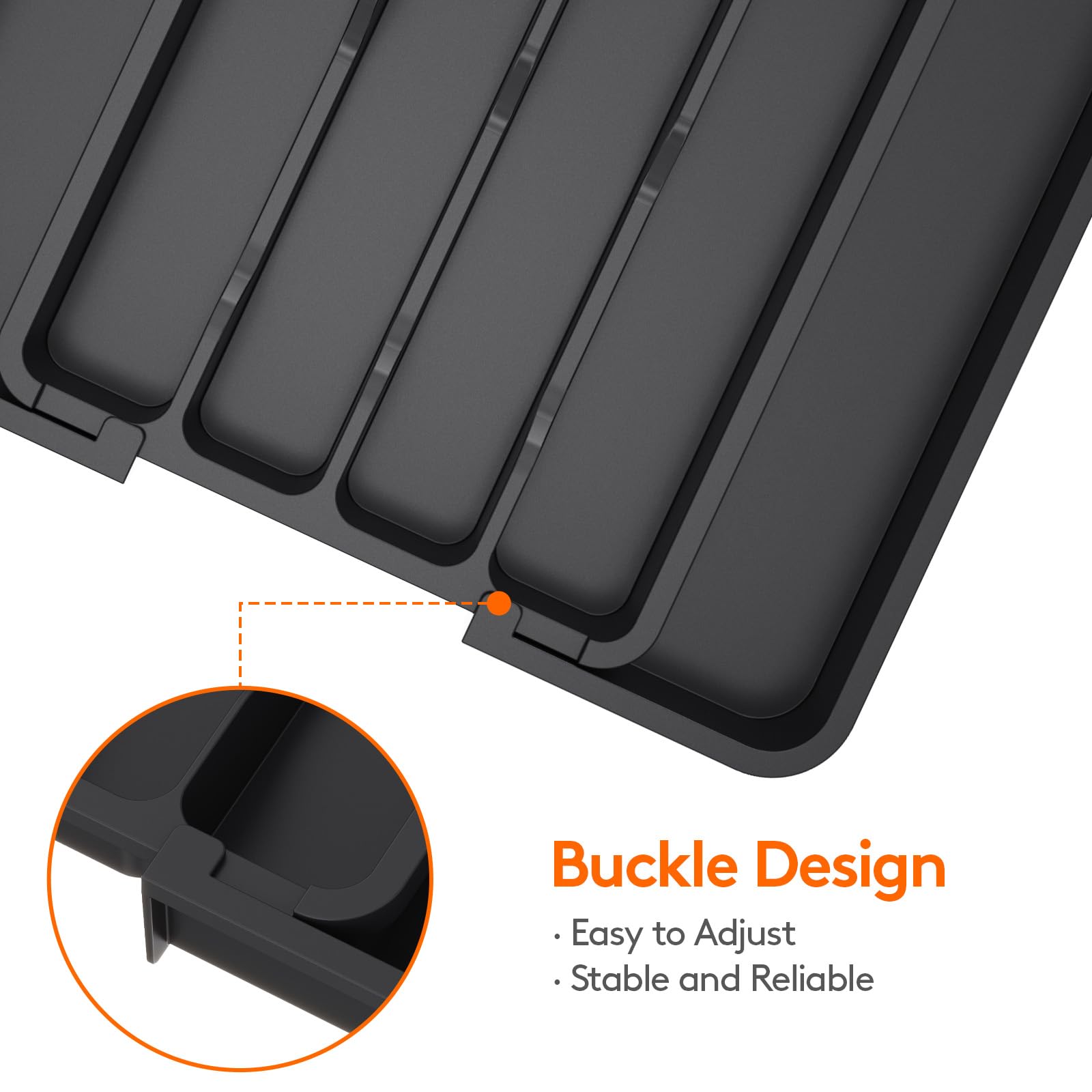Lifewit Expandable Silverware Organizer, BPA-Free Kitchen Drawer Utensil Tray, Black