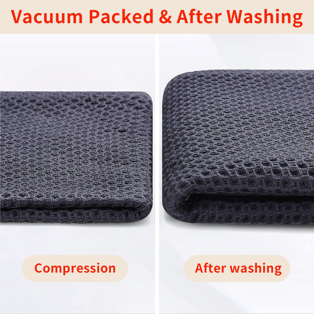Homaxy Cotton Kitchen Dish Cloths, Waffle Weave, 6-Pack, Dark Grey