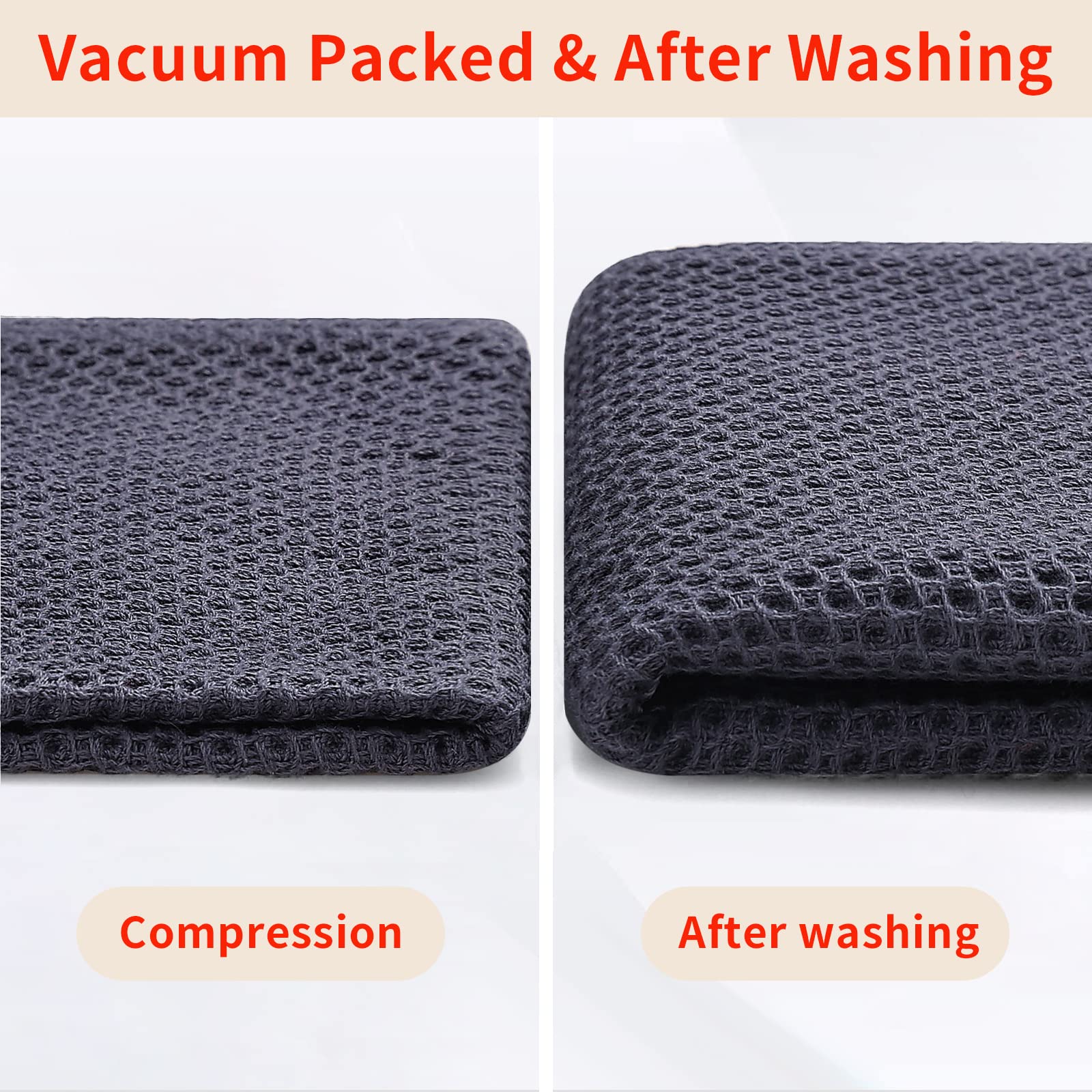 Homaxy Cotton Kitchen Dish Cloths, Waffle Weave, 6-Pack, Dark Grey