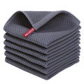 Homaxy Cotton Kitchen Dish Cloths, Waffle Weave, 6-Pack, Dark Grey