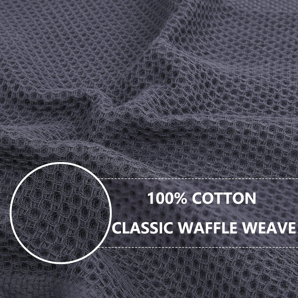 Homaxy Cotton Kitchen Dish Cloths, Waffle Weave, 6-Pack, Dark Grey
