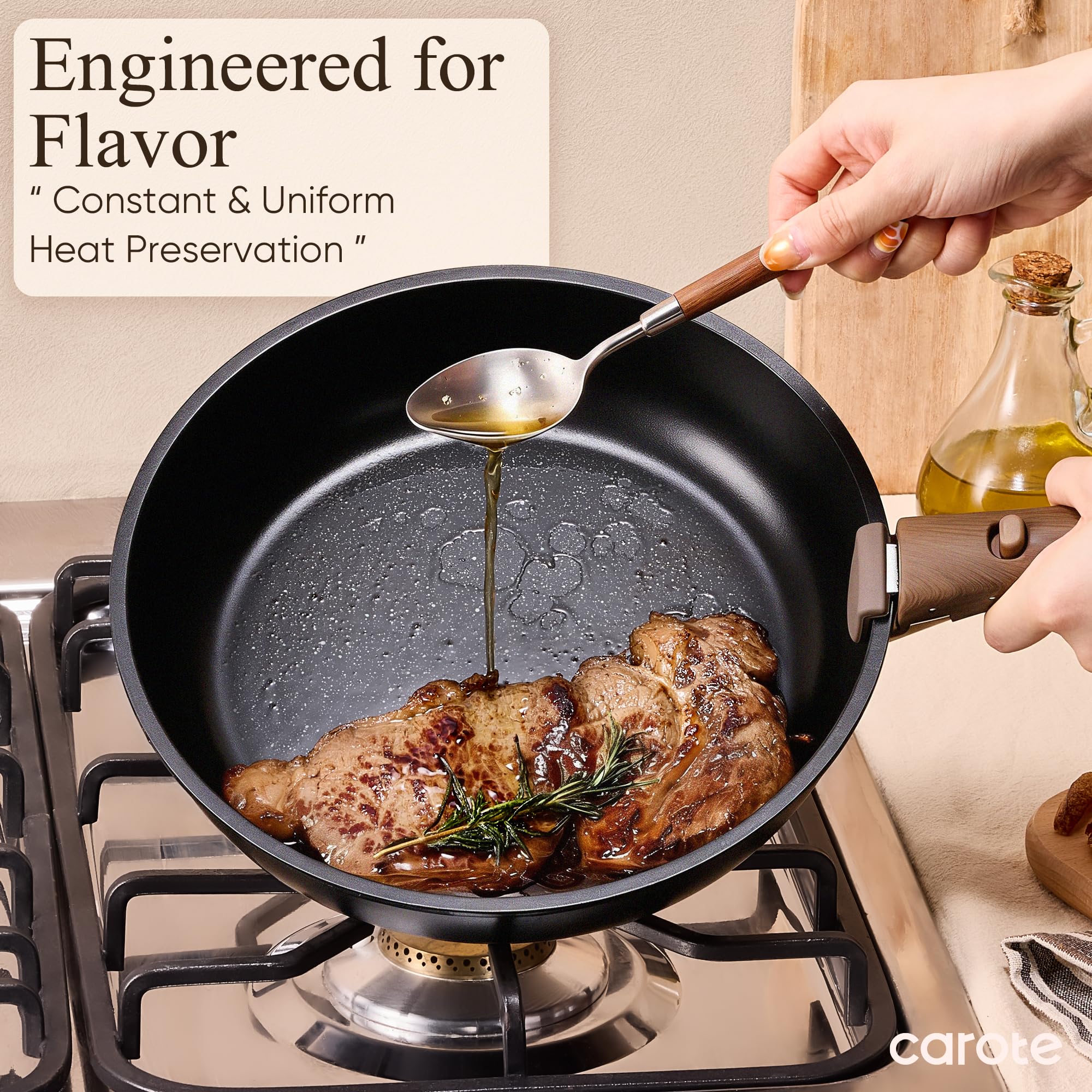 CAROTE 19-Piece Nonstick Pots and Pans Set, Detachable Handle